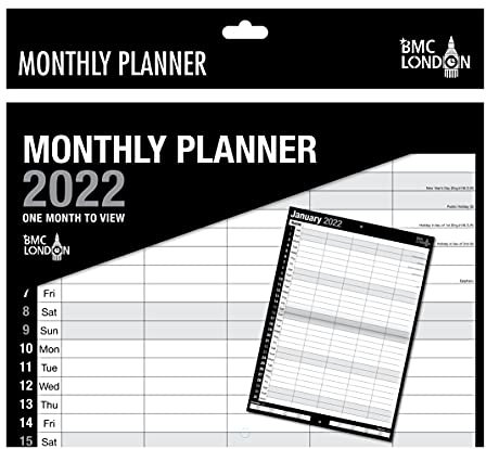 2019 Kalender und Planer, Monat auf Wochenansicht in englischer Sprache Five column Large Month To View Five column Large Month To View