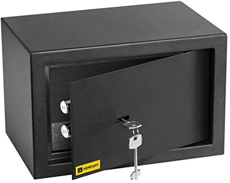 HomeSafe HV20K Möbeltresor mit Schlüssel, 20x31x20cm (HxBxT), kleiner Tresor für Zuhause, Safe Box mit Schloss, Geldsafe für Geld Aufbewahrung