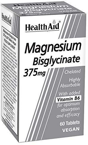 HealthAid Magnesium Bisglycinate - 750mg Chelated Magnesium and 150mg of Elemental - Muscle and Sleep Support - Gentle on Stomach - 60 VeganTablets
