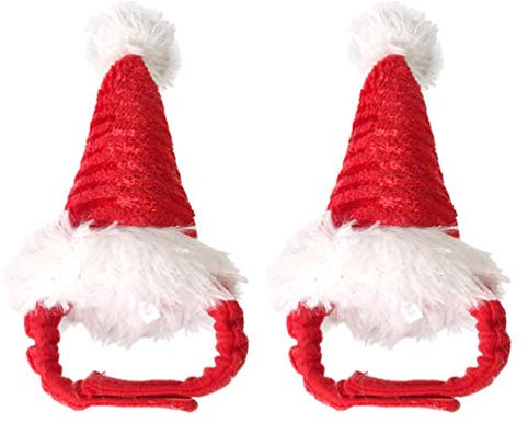 Balacoo 2pcs Meerschweinchen Kostüm - Katze Weihnachtsmütze Haustier Weihnachtsmütze Weihnachtsmann Mütze Kopf Zubehör für Kaninchen Hamster Bunny Ratten Kätzchen und Kleintiere