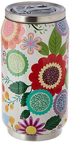 LES ARTISTES Paris A-6828, Canette isotherme, Thermos 280 ml, Gourde isotherme sans BPA, Réutilisable, Bec verseur rabattable avec paille, Acier Inoxydable, Design Eden