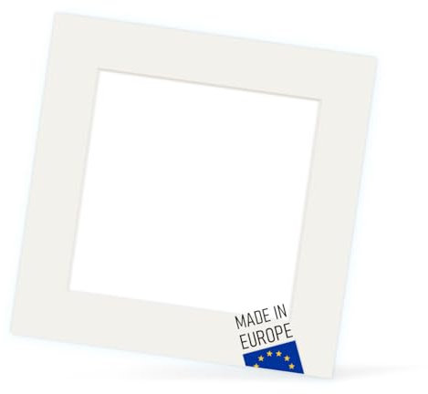 PHOTOLINI Passepartout 50x50 aussen für 30x30 innen, säurefrei 1,5 mm Passepartout Karton Creme-Weiß, alterungsbeständige Schrägschnitt - Passepartouts, Präsentation & Schutz von Bildern und Fotos