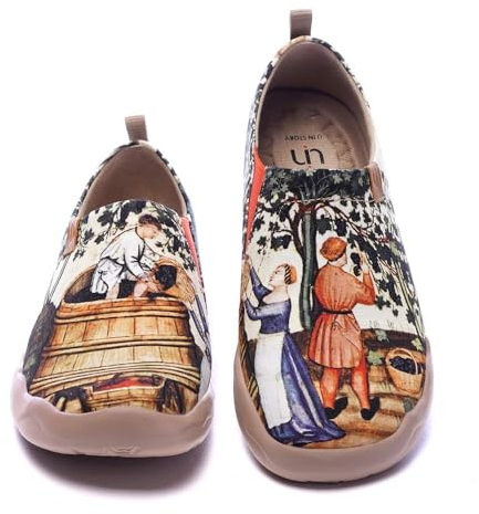UIN Art Du Vin Damen Bequeme Reiseturnschuhe Mode gemalte Wanderschuhe Slip On Schuhe Canvas Mehrfarbig(40)