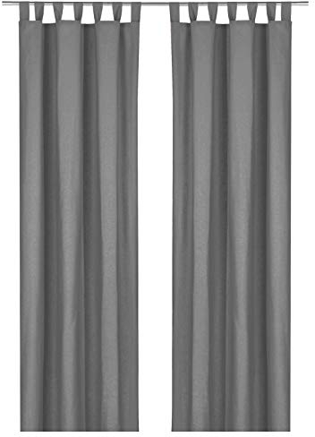 heimtexland ® Dekoschal Baumwolle Uni Blickdicht Vorhang Schlaufenschal Gardine Grau HxB 160x125 Typ625