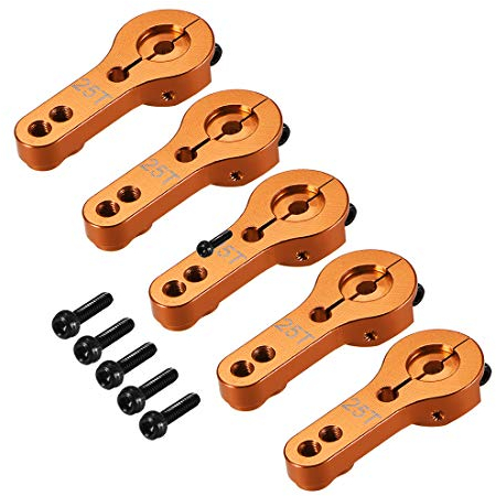 sourcing map 5 Stück Servo Horn Arm 25T Aluminium Servohorn M3 für Futaba Savox Xcore RC PKW Flugzeug - Orange
