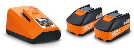 FEIN Set de inicio baterías con 2 baterías de iones de litio con cargador rápido ALG 80 BC, elevada corriente de carga de 8 amperios, Tensión 18 V, Capacidad 6 Ah, Conectividad Bluetooth