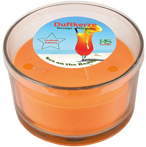 Duftkerze im Glas Cocktail - Longdrink Edition (Sex on the Beach), 36 Stunden Brenndauer - 3-Docht Kerze mit Duft, 380gr Wachsanteil
