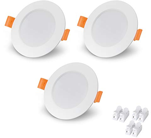 VTERLY LED Einbauleuchten, 3 Stück 6W Deckenleuchte Einbaustrahler, 3000K Warmweiß, 430LM, AC 230V, Nicht Dimmbar, SMD Technik Deckenspots, Einbauspots Deckeneinbauleuchte, Einbaudurchmesser φ75mm