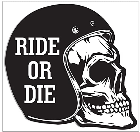 Biomar Labs® 1 x Vinyl Helm Aufkleber Sticker Ride Or Die Schädel Totenkopf Autoaufkleber Auto Moto Motorrad B 148