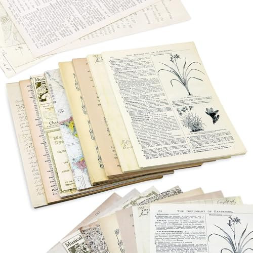 BILLIOTEAM 240 Stück Junk-Tagebuch-Seiten im Vintage-Stil, handgemachtes Scrapbook-Papier, Mathematik-Magazin, Zeitungsnote, Musik, Decoupage-Hintergrund, DIY Handwerk Dekoration (14x20 cm)