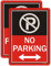 Lot de 2 panneaux « No Parking » avec symbole de flèche - 25,4 x 17,8 cm - En métal réfléchissant - Robuste - Résistant à la rouille - Étanche - Encre durable - Facile à installer