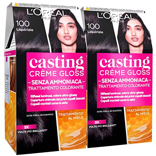 L'Oréal Paris Coloration Casting Creme Gloss Farbe 100 Lakritz-Schwarz – 2 Farbtöne