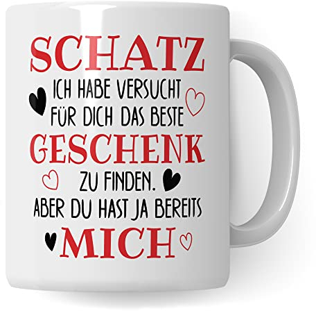 Tasse Schatz Ich Habe Versucht, Freund Freundin Geschenk für Sie und Ihn, Kaffeetasse mit Spruch Beziehung Liebeserklärung Geschenkidee Männer Frauen, Jahrestag Partner Kaffee-Becher