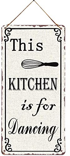 Qizohe This Kitchen Is for Dancing Vintage Metall Wandbehang Kunst Bauernhaus Küche Wanddekor 12,7 x 25,4 cm