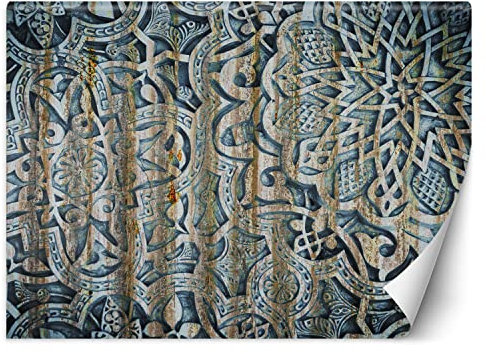 Feeby Wandtapete Fototapete Vlies Arabeske Mosaik Muster 250x175 cm Blau Modern Tapete Wohnzimmer Schlafzimmer Restaurant Abstraktion Islam Textur