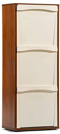 Marvin Mobile In Legno Contenitori Cestino Rifiuti Raccolta Differenziata 3 Vani Scomparti Verticale Interno Salvaspazio (Noce)