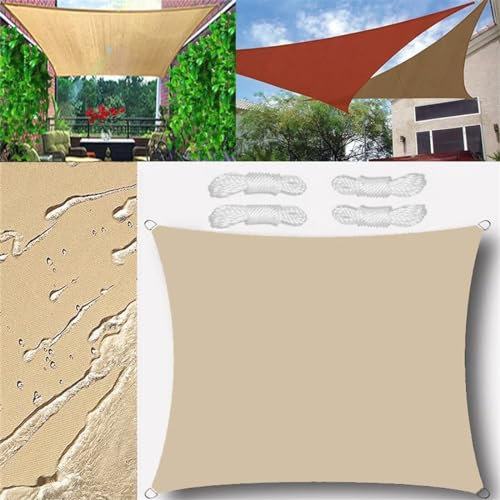 Tenda da Sole Tenda a Vela Impermeabile Rettangolo Quadrato Triangolare Tendalino 3x4m Tenda da Sole Telo Parasole Ombreggiante per Esterno Terrazzo Balcone Giardino Beige