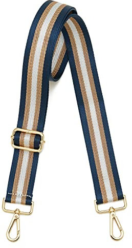ZOUIQSS Damen Goldfarbene Bunter Schultergurt längenverstellbarer breiter Tragegurt Schultergurt für Handtaschen 3.8cm breit 73-125cm-Schultergurt für Handtaschen((3,5 cm) Blaugold)