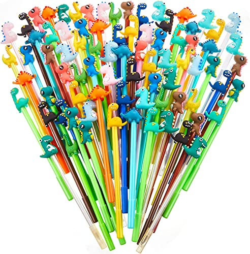 KAHEIGN 80 Pezzi Penne a Inchiostro Gel di Dinosauro, 16 Stili Simpatico Cartone Animato, Fredde con Inchiostro Nero da 0,5mm Divertenti Kawaii