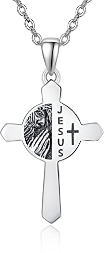 HXWZB Keltische Knoten Halskette 925 Sterling Silber Irisch Keltischer Anhänger Keltischer Opal Kette Schmuck für Frauen Mädchen (Kreuzen-A02)