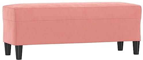 vidaXL Sitzbank, Multifunktionale Bank Polsterbank, Bettbank Garderobenbank mit Holzbeinen, Flurbank Fußhocker für Wohnzimmer, Modern, Rosa Samt