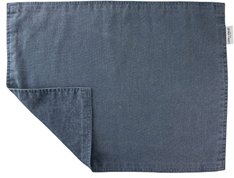 Laura Ashley Kitchen Linen Collectables Tischset Blau doppelseitig Uni/Wild Clematis 48x35cm