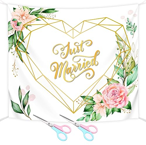 Ucouper Hochzeitsherz zum Ausschneiden mit 2 Scheren 200 x 180 CM Hochzeitslaken zum Ausschneiden Hochzeit Deko Hochzeitsspiele für das Brautpaar Standesamt Deko Überraschung Herz Just Married