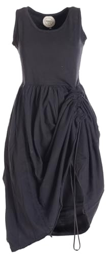 Vishes - Alternative Bekleidung - verstellbares Damen Kleid lang kurzes Sommerkleid Damen Kleider schwarz 36