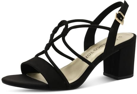 MARCO TOZZI Damen Sandalen mit Absatz Elegant Vegan, Schwarz (Black), 42 EU