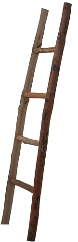 Biscottini Escalera toallero baño 150 x 8 x 40 – Escalera decorativa de madera – Escalera toallero de bambú – Escalera de madera para colgar toallas – Escalera toallero de pared de metal