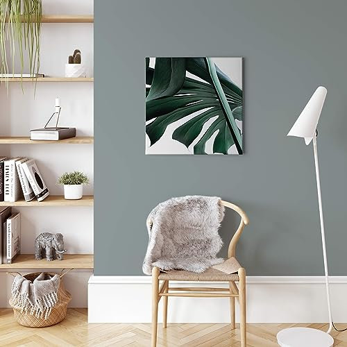 A.S. Création Leinwandbild Dschungel Blätter - Kunstdruck grün - 50x50 cm Quadratisch - moderne Wanddekoration Schlafzimmer Wohnzimmer Küche - Bild auf Keilrahmen