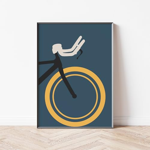 Mabudi Poster Vintage Fahrrad - Poster Retro - Fahrrad Poster - Abenteuer Poster - Fahrrad Bauhaus Print - Kunstdruck Bicycle (Blau, 40x50cm)