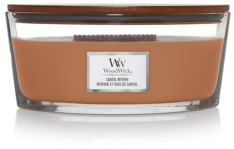 WoodWick Ellipse Duftkerze mit knusprigem Docht | Santal Myrrh | Bis zu 50 Stunden Brenndauer