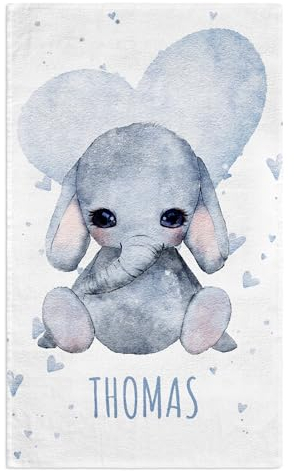Pictogogo Personalisiertes Baby Kapuzenhandtuch mit Namen & süßem Tiermotiv | Extra weiches und saugfähiges Babybadetuch für Jungen und Mädchen | Baby Handtuch mit Kapuze (Elefant (Badetuch))