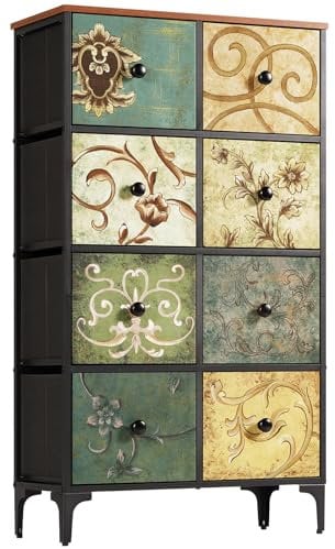 LYNCOHOME Armoire à tiroirs, Armoire de Chambre à Coucher, Meubles de Rangement, Armoire en Tissu avec 8 tiroirs, Meubles de Chambre à Coucher, Armoire à tiroirs pour Cuisine, Bureau, Couloir