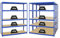 PROREGAL Mega Deal 4er-Set Schwerlastregale Giant Elephant 180x150x45cm mit 5 Ebenen Fachlast 200kg Blau, Kellerregal, Steckregal, Garagenregal, Lagerregal