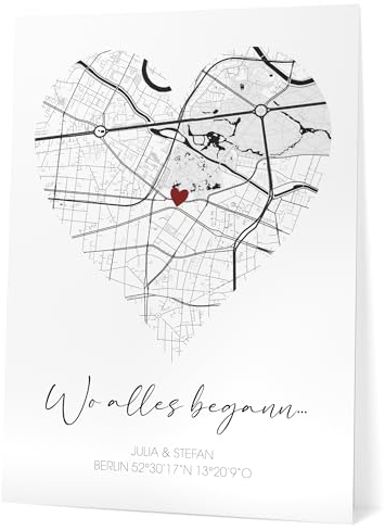 Papierschmiede® Personalisiertes XXL Bild Wo alles begann DIN A1 Poster, Partner Geschenk zum Jahrestag, Geschenke Freundin - Geschenke Sie & Ihn Paar Koordinaten Landkarte