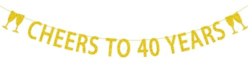 ALEGRE® Cheers to 40 Years Girlande, 40. Geburtstag Girlande Banner, Deko 40 Geburtstag Frauen Männer, Happy Birthday Banner 40 Jahre, Geburtstagsdeko 40, Glitzerbanner zum 40 Geburtstags Dekoration
