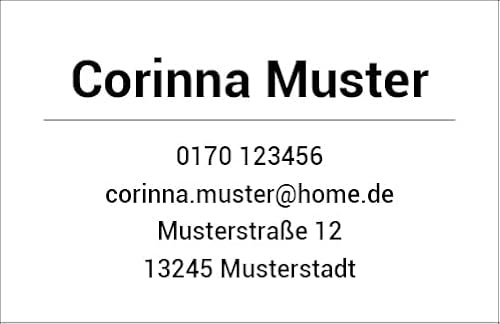 Visitenkarten personalisiert mit Ihrem Wunschtext. 85x55mm Groß Top Qualität direkt vom Hersteller D21 (1.000 Stück)