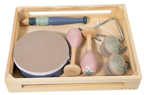 perfk Wooden Percussion Instruments Toy Toddlers Musical Instruments with Wood Storage Tray