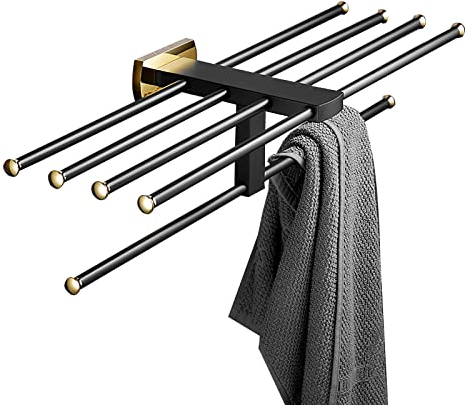 Generisch Porte-Serviettes de Salle de Bain Porte-Serviettes en Or Noir Porte-Serviettes en Laiton Porte-Serviettes Mural Double Porte-Serviettes Pour Salle de Bain, Cuisine, Toilettes