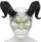 Fehodun Masque à cornes de chèvre adulte Halloween bœuf bélier cornes masque de mouton effrayant crâne demi-visage masque diable antilope cosplay costume accessoires animaux mascarade