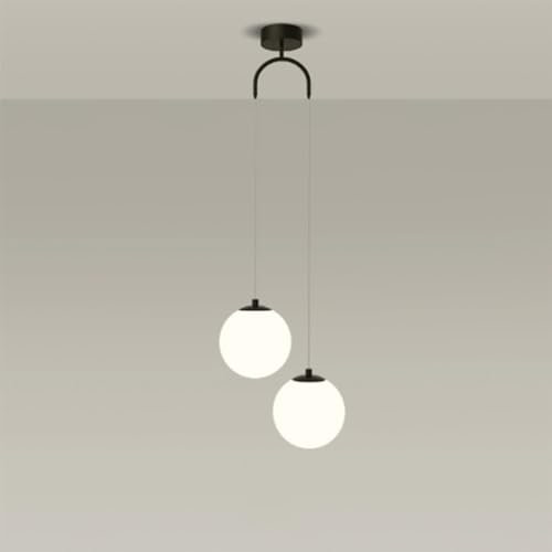 Lámparas Colgantes Globo de Cristal 2 Luces Aluminio Blanco Lámparas Colgantes con Pantalla de Bola de Cristal Ajustable Doble Extremo para Dormitorio Sala Comedor