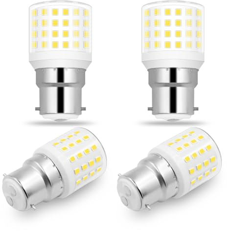 ASAIHKUN B22 60W LED Bulb Replace Mini Bulb B22 Bayonet Cap Energy Saving Light Bulbs Daylight White 5000K Nice Light 220V for Ceiling Light Floor Lamp Non-Dimmable (4 Pack)