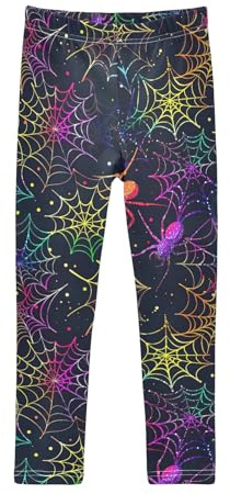 CHIFIGNO Leggings für Mädchen, Tanzhose, Strumpfhose, Yoga-Leggings, Hose, Mädchen, bedruckte Leggings, Neon-Halloween-Spinnennetz-2, 116