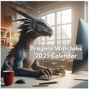 Dragons with Jobs Kalender 2025, lustiger Drachen-Kalender, 2025, inspirierender Drachenkalender, lustiger 12-Monate-Familienplaner und Tages-Organizer, Kalender, Gag-Geschenk für Tierliebhaber,
