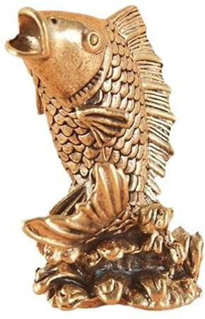 Milageto Messing Fisch Arowana Fisch Kupfer Goldene Fisch Statue Figur Skulptur Kleines Sammlergeschenk für Zuhause Tischdekoration