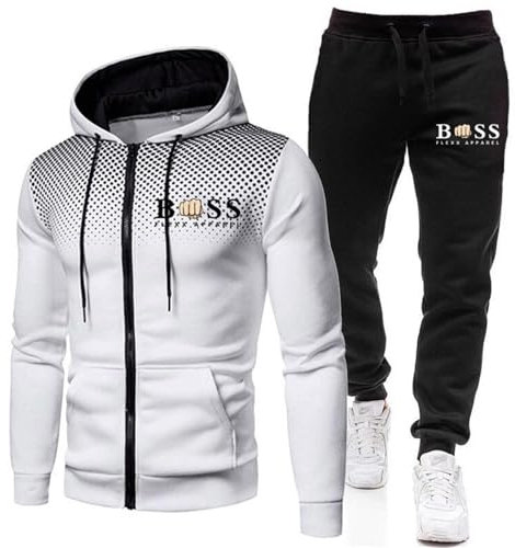 DUHENWU Herren Trainingsanzug 2 Teilig Set Sweatshirt Und Jogginghose Jogginganzug Jacke Trainingshose Sportanzug Fleece Warm Freizeitanzug Fußball Sporthose Für Gym Atmungsaktiv Hausanzug