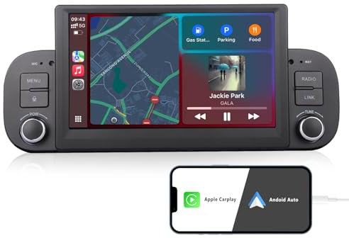 Autoradio per Fiat Panda 2013 2014 2015 2016 2017 2018 2019 2020 con Wireless Carplay Android Auto Stereo Radio con BT FM RDS Microfono SWC EQ