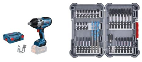 Bosch Professional Cordless Rotary Impact Wrench GDS 18V-1050 H (Tightening Torque 1,050 Nm, Breakaway Torque 1,700 Nm, in L-Boxx) + 35-Piece Drill Bit Set (Pick and Click)